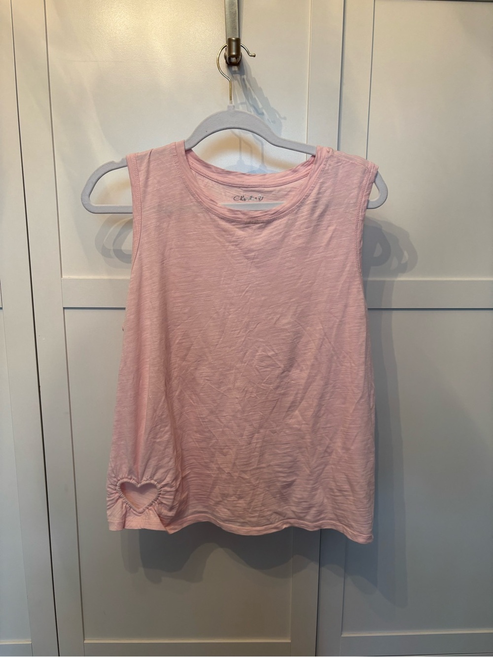 CHARLIE B Light Pink Sleeveless Tank with Heart Cutout